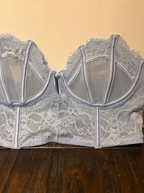 NWT-light blue lace bustier